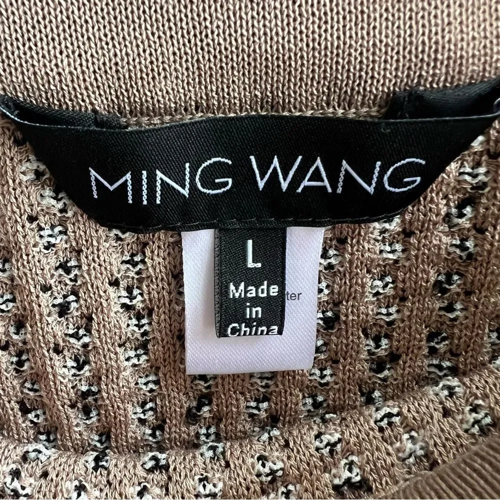 Ming Wang NWT A-Line Tweed Knit Skirt Size Large Dark Umber/Twig/Black/Ivory